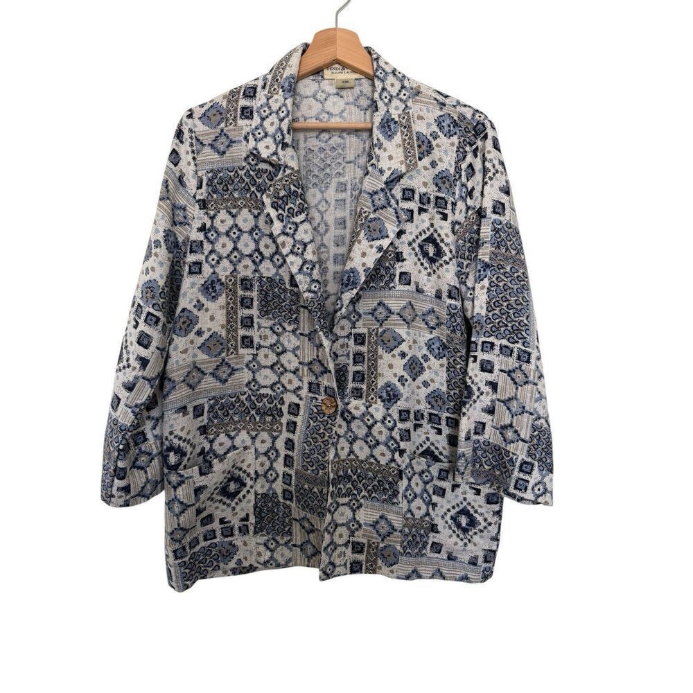 Ralph Lauren Denim & Supply Blazer Patchwork Print Indigo Western Size XS